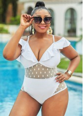 Plus Size Lace Stitching Ruffle One Piece Swimwear