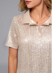Turndown Collar Sequin Button Detail T Shirt | thumb picture 