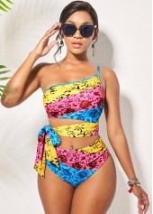 Rainbow Color Tie Side Printed Bikini Set | thumb picture 