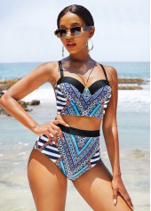 Tribal Print High Waisted Bikini Set 