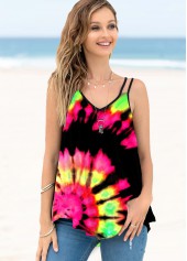 Spaghetti Strap Tie Dye Print Multi Color Camisole Top | thumb picture 
