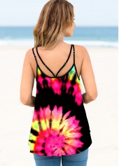 Spaghetti Strap Tie Dye Print Multi Color Camisole Top | thumb picture 