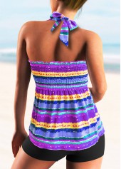 Tie Back Rainbow Stripe Smocked Tankini Set | thumb picture 
