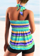 Tie Back Rainbow Stripe Smocked Tankini Set | thumb picture 