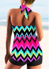 Rainbow Stripe Tie Back Halter Tankini Set | thumb picture 