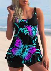 Mid Waisted Animal Print Multi Color Tankini Set