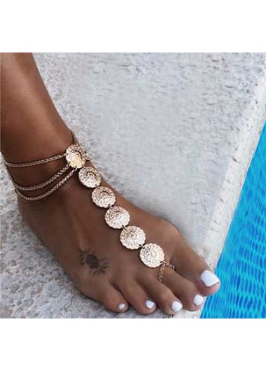 Modlily Gold Metal Detail Layered Design Anklet - One Size