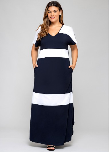 Modlily Plus Size Short Sleeve Double Slit Dress - 1X