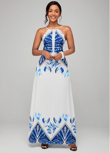 Modlily Tribal Print Spaghetti Strap High Waist Dress - XL