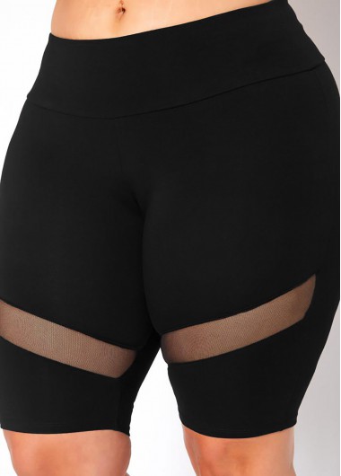 Modlily Plus Size Mesh Stitching Mid Waist Swim Shorts - 2X