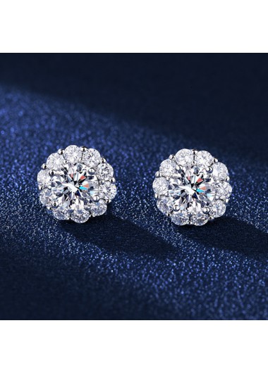 Modlily Rhinestone Sunflower Design Silver Earrings - One Size