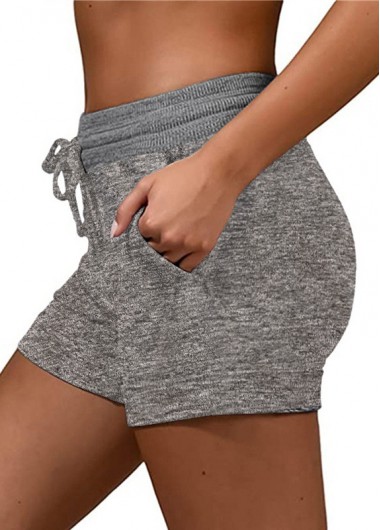 Modlily Drawstring Detail Mid Waist Pocket Shorts - M