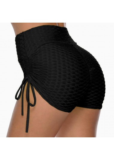 Modlily Black Drawstring High Waisted Swim Shorts - S