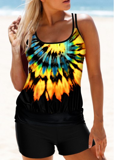 Modlily Tie Dye Multi Color Tankini Set - M