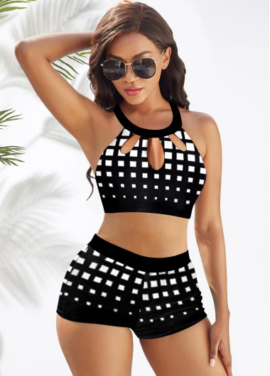 Modlily Plaid High Waisted Ombre Bikini Set - XXL