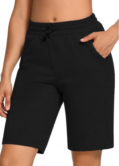 Modlily High Waisted Solid Drawstring Waist Shorts - M