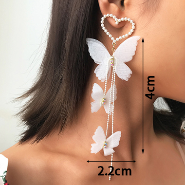 Pearl Detail Butterfly Design Metal Earring Set