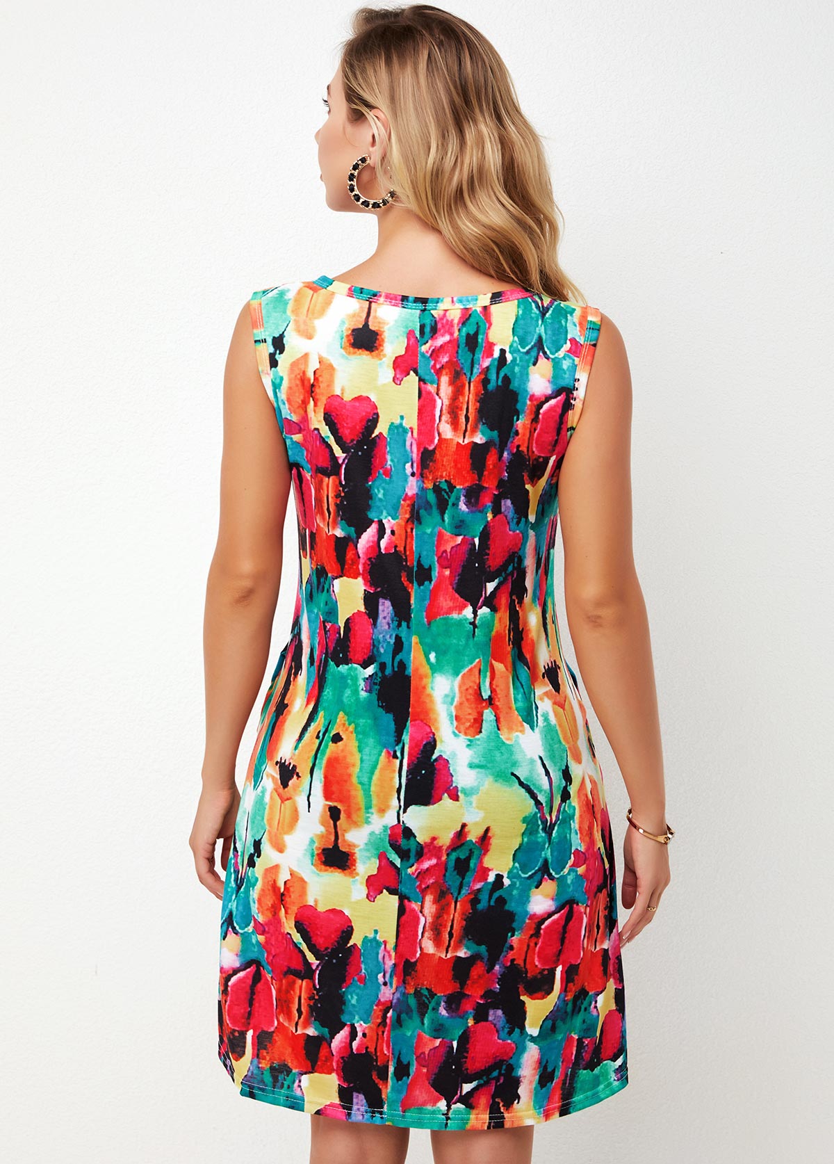 Round Neck Printed Multi Color A Line Dress | picture 
