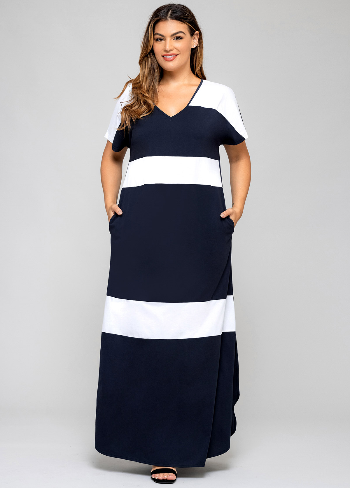 Plus Size Short Sleeve Double Slit Dress