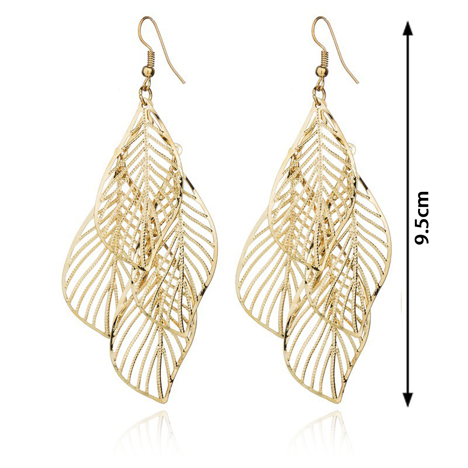 Leaf Design Gold Metal Detail Earring Set