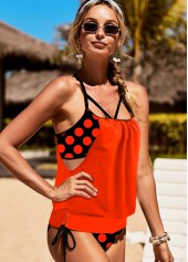 Tie Polka Dot Orange Tankini Set