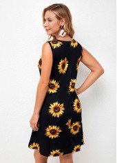 Sunflower Print Sleeveless Round Neck Dress | thumb picture 