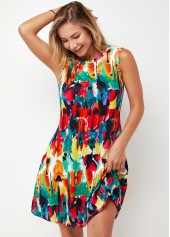 Round Neck Printed Multi Color A Line Dress | thumb picture 