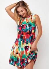 Round Neck Printed Multi Color A Line Dress | thumb picture 