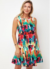 Round Neck Printed Multi Color A Line Dress | thumb picture 