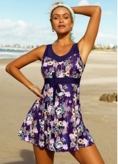 Floral Print Wide Strap Swimdress and Shorts