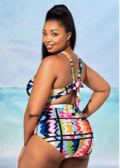 Plus Size High Waisted Geometric Print Bikini Set | thumb picture 