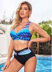 Front Cross High Waisted Tribal Print Bikini Set | thumb picture 