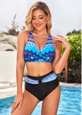 Front Cross High Waisted Tribal Print Bikini Set | thumb picture 