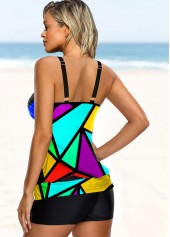 Geometric Print Double Straps Tankini Set | thumb picture 