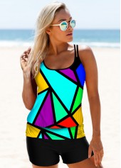 Geometric Print Double Straps Tankini Set | thumb picture 