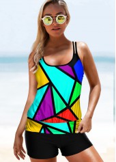 Geometric Print Double Straps Tankini Set | thumb picture 