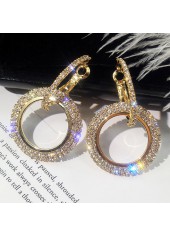 Rhinestone Detail Double Ring Design Earrings