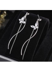 Butterfly Design Rhinestone Detail Silver Earrings