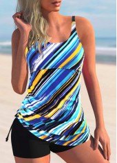 Rainbow Stripe Tie Side Tankini Set | thumb picture 