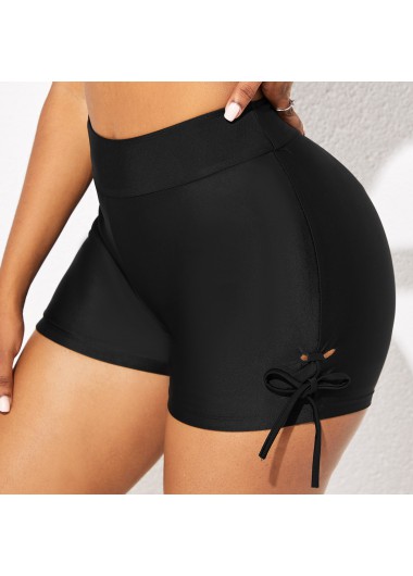 Modlily High Waist Solid Tie Side Swim Shorts - XXL