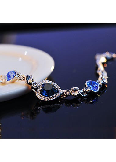 Modlily Metal Detail Rhinestone Heart Deaign Bracelet - One Size