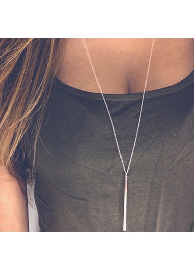 Modlily Silver Metal Detail Pendant Necklace for Lady - One Size