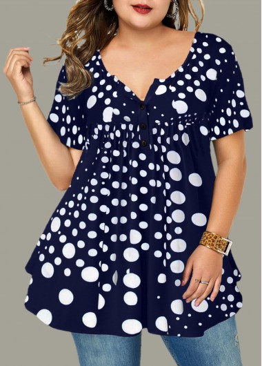 Modlily Plus Size Polka Dot Short Sleeve T Shirt - 4X