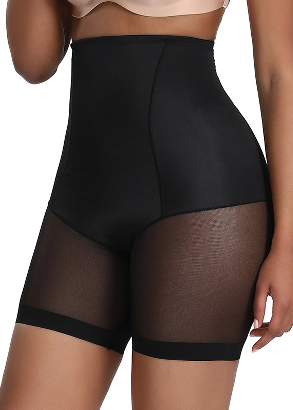 Black Solid High Waisted Panties