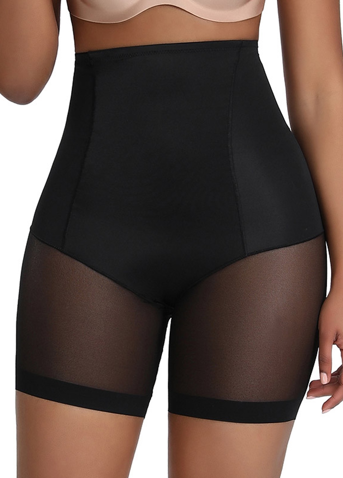 Black Solid High Waisted Panties