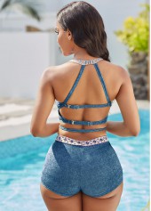 High Waist Tribal Print Tie Front Bikini Set | thumb picture 