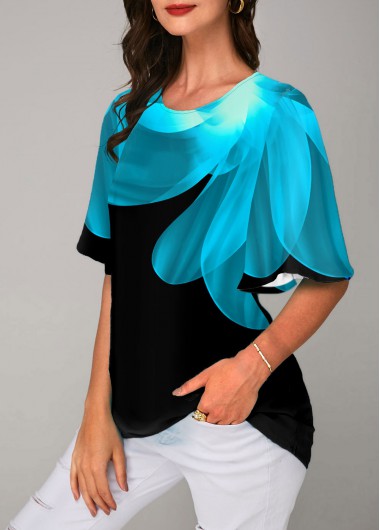 Modlily Printed Round Neck Half Sleeve T Shirt - XL