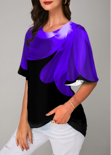 Modlily Printed Round Neck Half Sleeve T Shirt - S