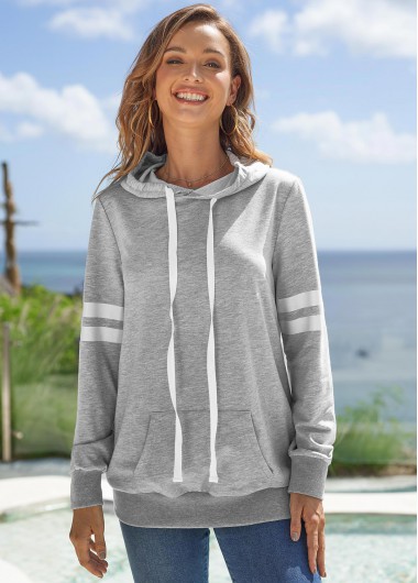 Modlily Long Sleeve Striped Letter Print Hoodie - XL