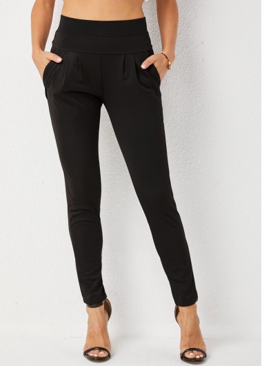 Modlily Solid High Waisted Skinny Pocket Pants - 3XL